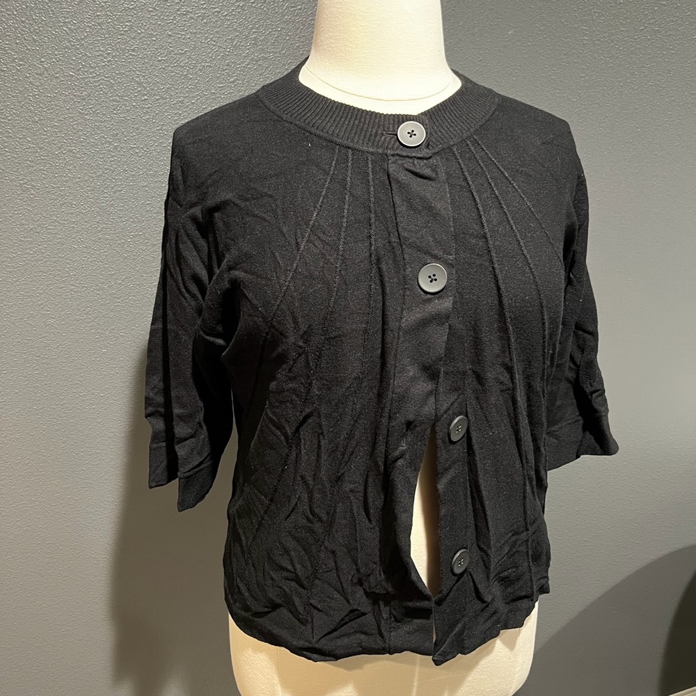 Evan-Picone button cardigan, 1X, black